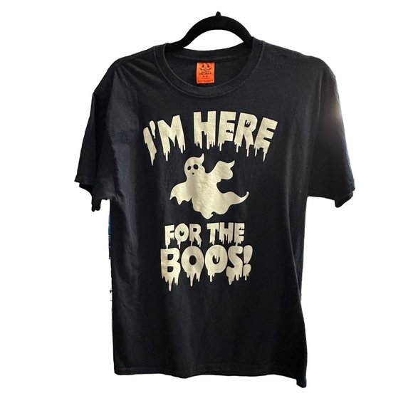 Happy Halloween I’m Here For The Boos! size M black cotton short sleeve t shirt - Picture 1 of 6